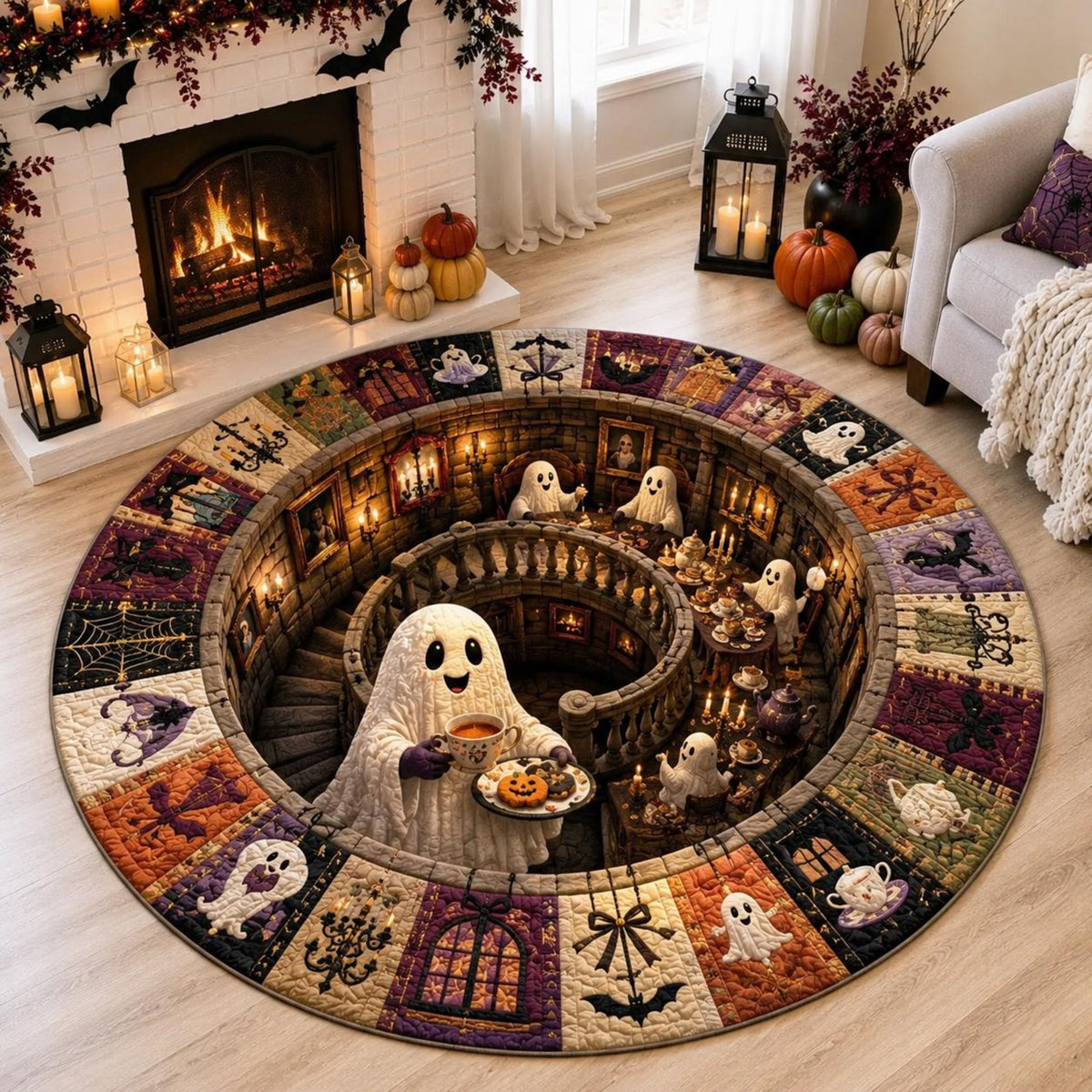 Ghost Halloween Round Rug, 3D Illusion Haunted House Rug, Cute Spooky Ghost Floor Mat, Halloween Kids Room Decor, Ghost Lover Gift 67903404-171f-4806-a195-b347b0a361ce-1.jpg
