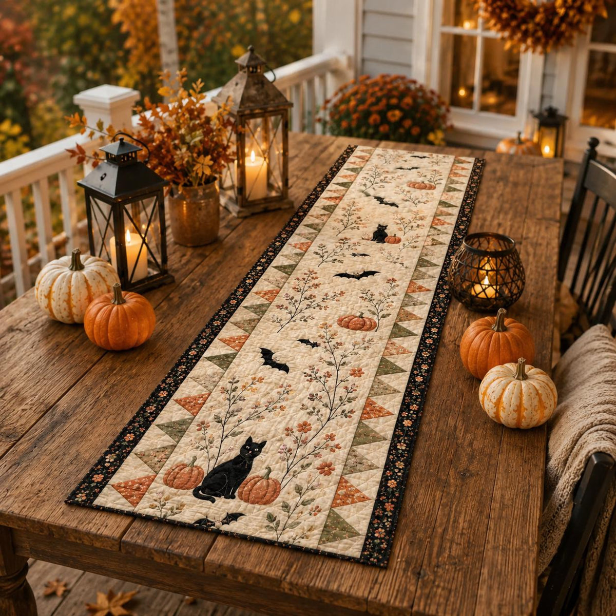 Halloween Quilted Table Runner, Fall Table Runner, Pumpkin Cat Ghost Bat Table Decor, Spooky Autumn Dining Table Runner Halloween Home Decor 6792b25a-a8f6-4735-beff-9dd52c144f8e-11.jpg