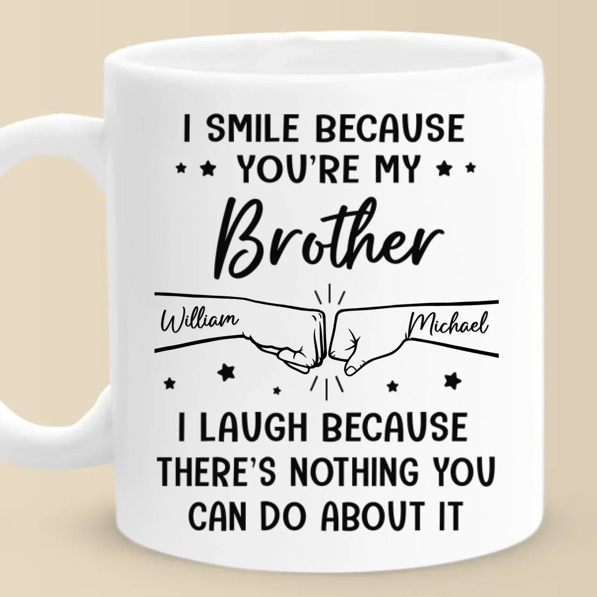Custom Mug - Personalized Birthday Gifts For Mom, Dad, Brother, Sister - I Smile Because You're My Brother