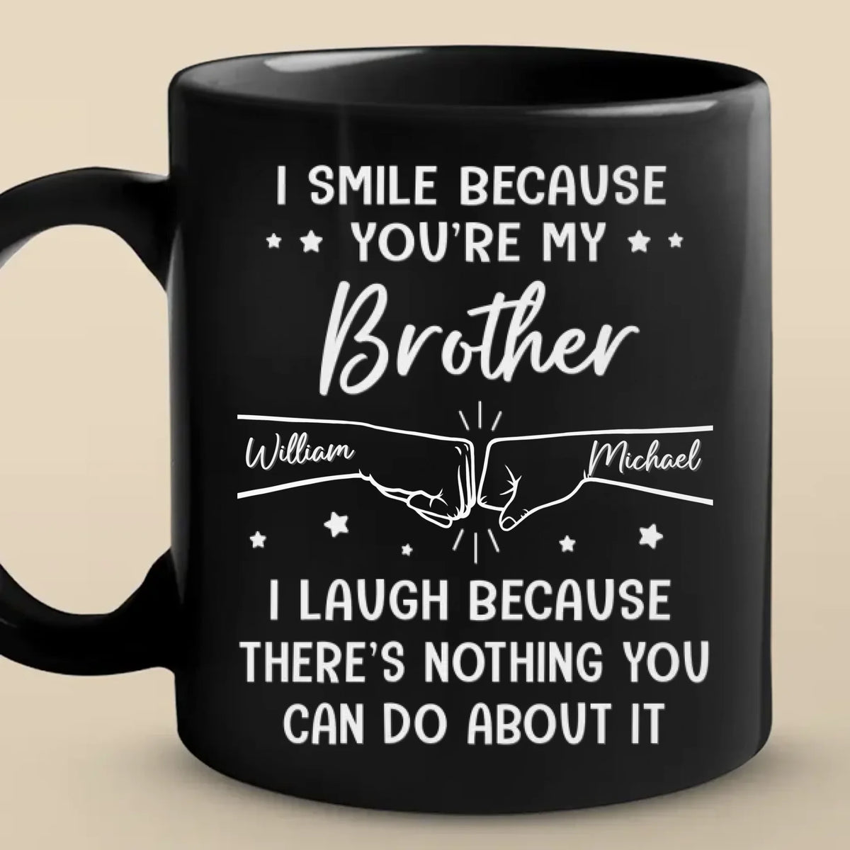 Custom Mug - Personalized Birthday Gifts For Mom, Dad, Brother, Sister - I Smile Because You're My Brother