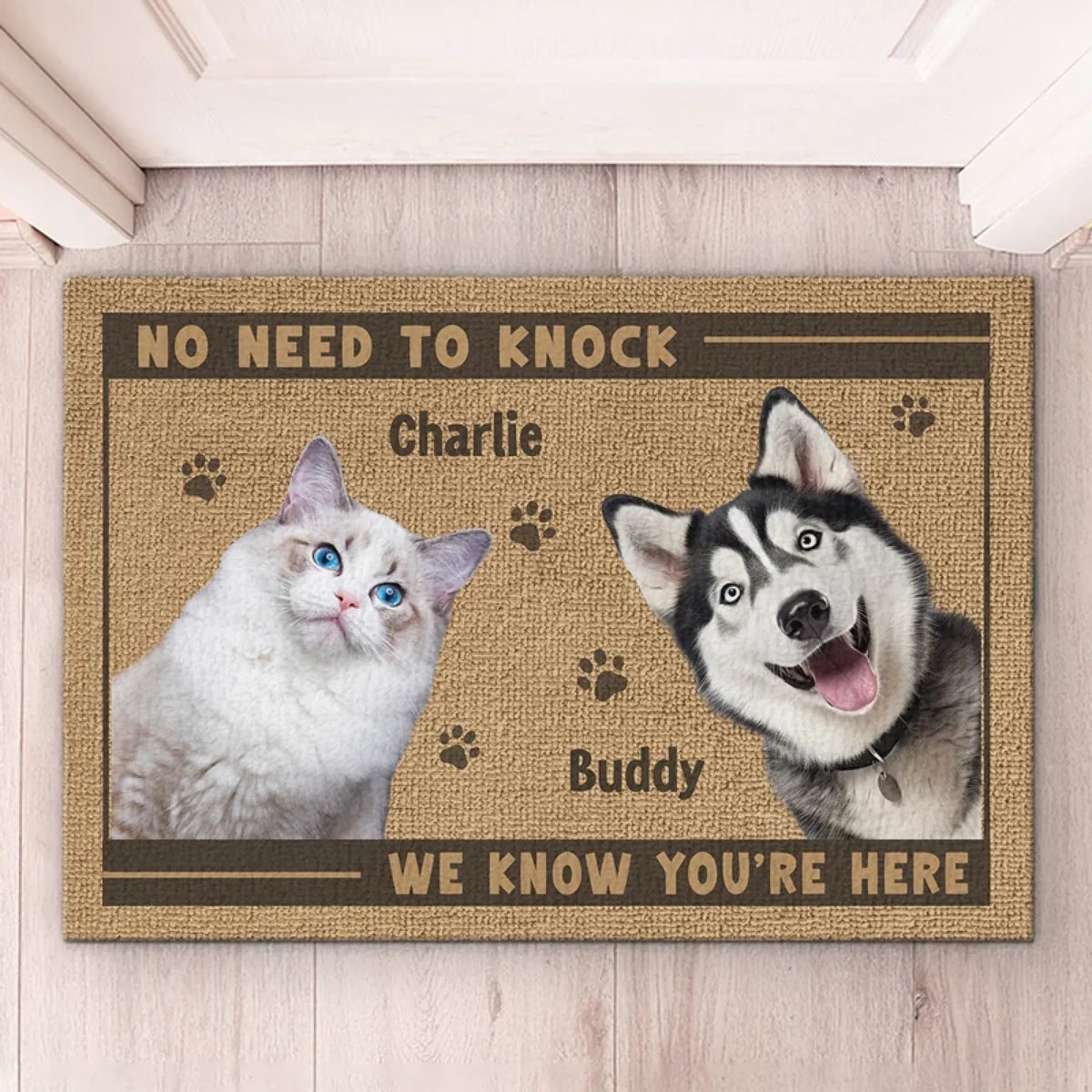 Custom Photo Home Decor Decorative Mat - Personalized Birthday Gifts For Dog Cat Lovers, Dog Dad And Mom, Cat Owners - Wipe Your Paws, Hooman