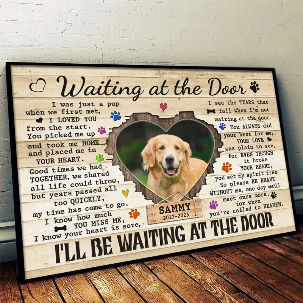 Custom Photo I'll Be Waiting At The Door - Memorial Personalized Custom Horizontal Poster - Sympathy Gift For Pet Owners, Pet Lovers