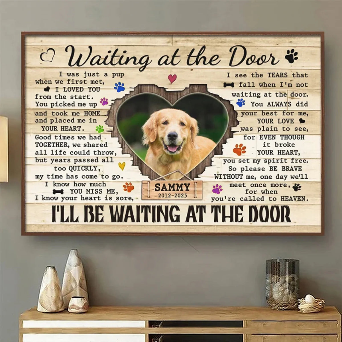 Custom Photo I'll Be Waiting At The Door - Memorial Personalized Custom Horizontal Poster - Sympathy Gift For Pet Owners, Pet Lovers