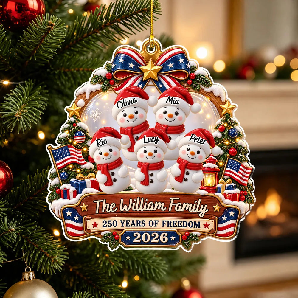 Personalized Patriotic Snowman Family Christmas Ornament 2026, Custom Family Names, America 250th Anniversary Keepsake, Christmas Gift for Family 67cbf44f-6282-4927-b7a4-89a8640c25e4-banner-1.webp