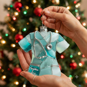 Sea Glass Nurse Scrub - Personalized 3D Ornament