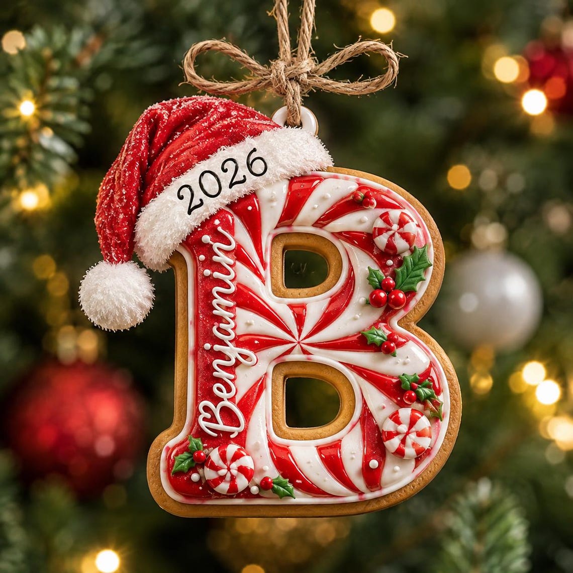 Personalized Peppermint Christmas Ornament, Custom Name Initial Monogram Ornament, Candy Cane Letter Xmas Decor,Kids Christmas Tree Ornament 67dc0fd5-1359-4997-b8e3-99649238401c-9.jpg