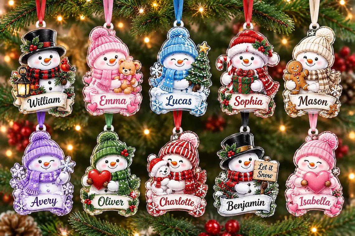 Personalized Snowman Acrylic Christmas Ornament, Custom Name Tree Decoration, Kids Stocking Stuffer, Family Holiday Keepsake 67ddb6b5-78c9-40ea-b408-56703ecfba36-3.webp