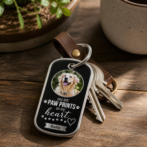 Pet Memorial Photo Keychain — You Left Paw Prints on My Heart - Personalized Color Printed Stainless Steel Keychain 68070263-1be5-46db-b884-2ad6c6145064.jpg