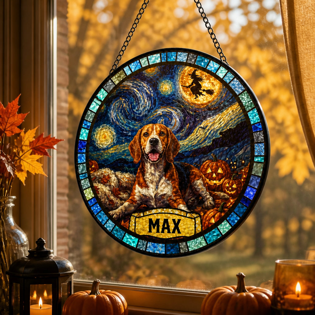 Custom Halloween Starry Night Pet Suncatcher — Photo-to-Art with Name - Personalized Suncatcher Stained Glass 680e64d8-1041-424e-92dd-9b729fa04bea.jpg