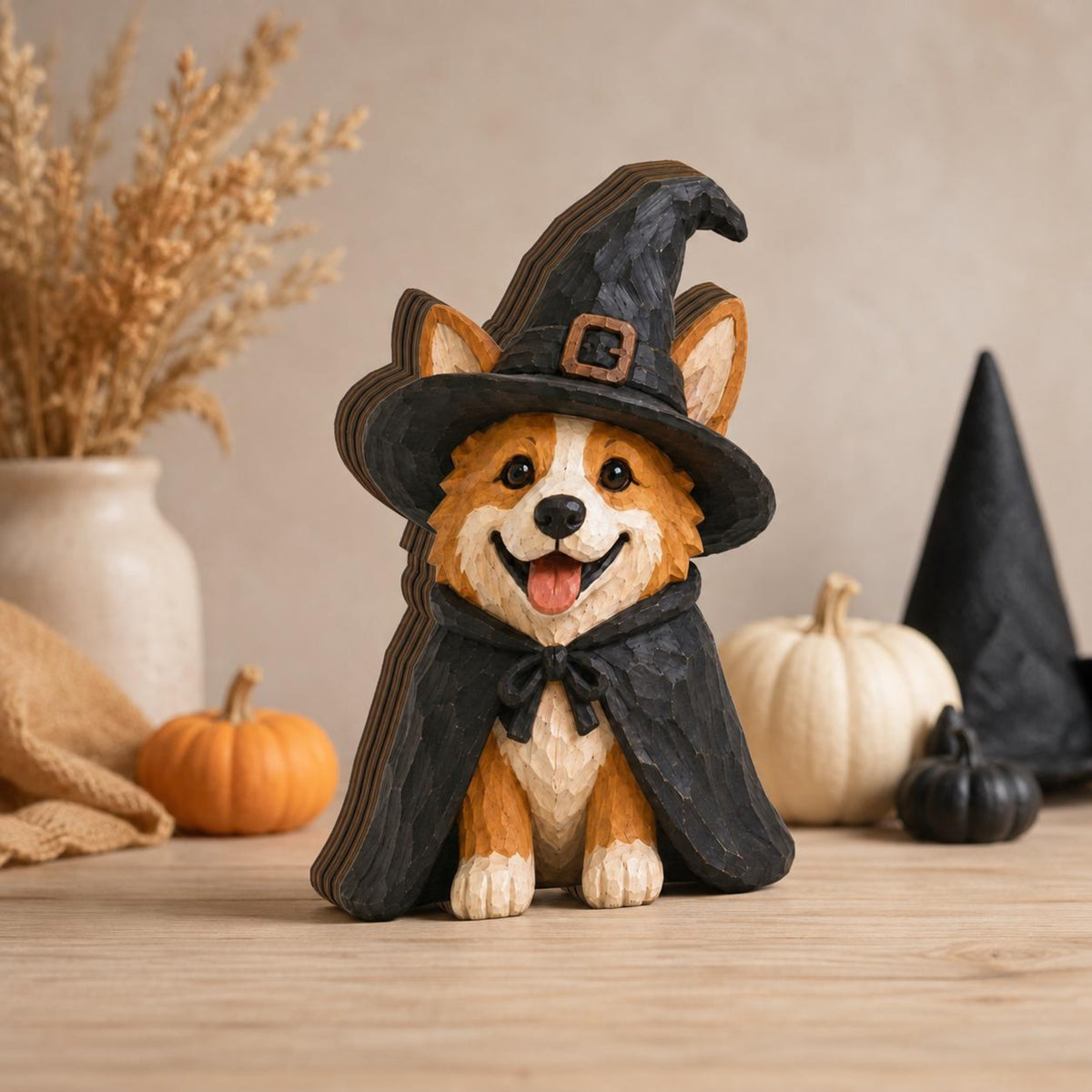 Halloween Wooden Block, Cute Corgi Witch And Ghost Decor, Pet Lover Gift For Friends And Family, Spooky Shelf Accent, Fall Home Decoration 6816821c-b948-45c7-b219-7545ca6320d1-1.jpg