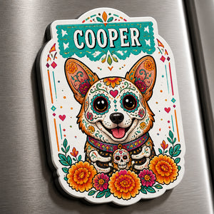 Custom Sugar Skull Pet Portrait Fridge Magnet - Personalized Custom Shape Fridge Magnet 682c9988-f4ca-41eb-b1e1-836042246f5d.jpg