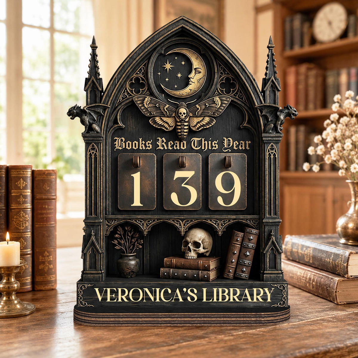 Personalized Gothic Book Tracker Sign, Books Read This Year Tracker, Dark Academia Library Decor, Custom Reader Gift, Gothic Bookshelf Decor 68390d1e-7d2e-4430-be66-807afa738810-10.jpg