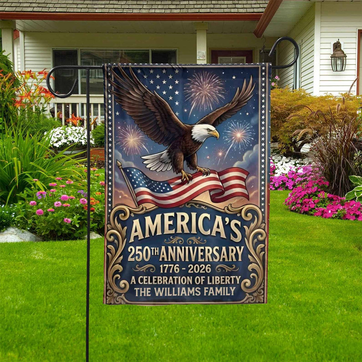 USA 250 Years Garden Flag, Patriotic 1776-2026 Anniversary House Flag, 4th of July Garden Flag House Flag