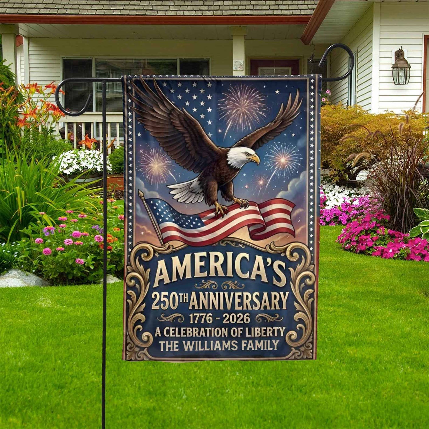 USA 250 Years Garden Flag, Patriotic 1776-2026 Anniversary House Flag, 4th of July Garden Flag House Flag