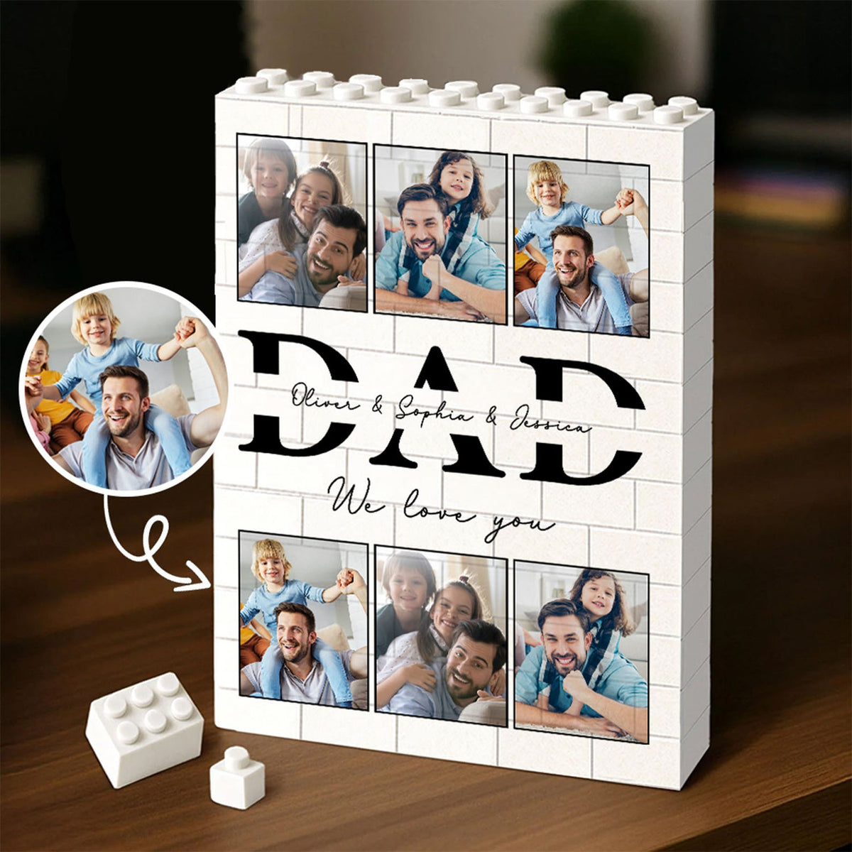 Personalized Photo Upload Building Brick Blocks for Dad | Custom Building Block Keepsake | Father s Day Gift