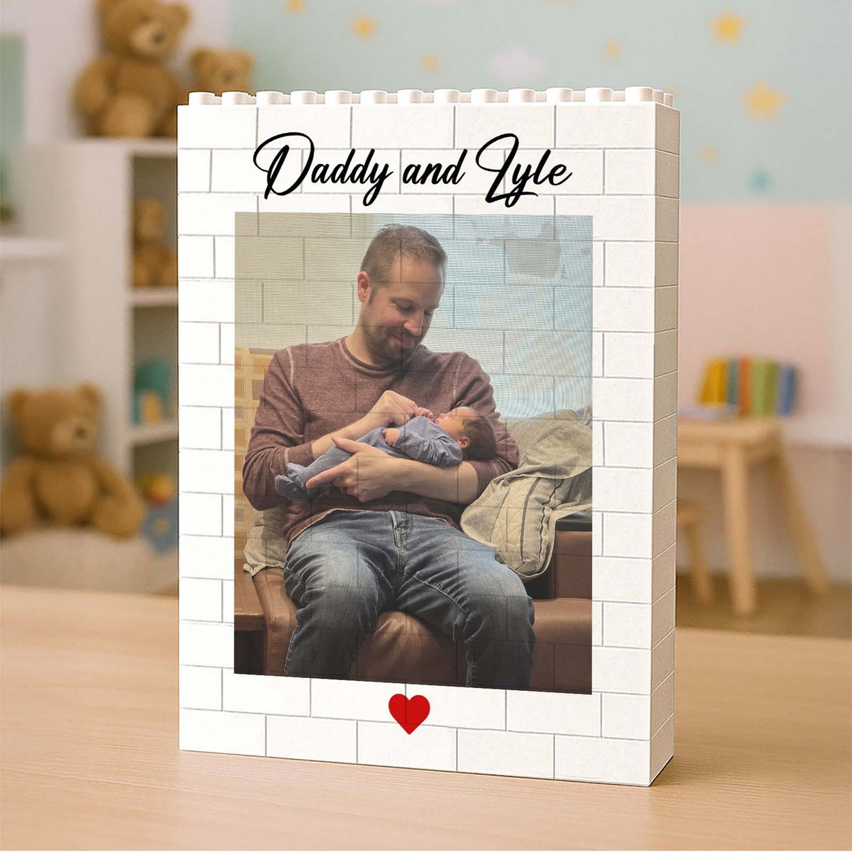 Custom Photo Daddy and Me Building Brick Blocks | Personalized Brick Photo Block Gift for Father s Day