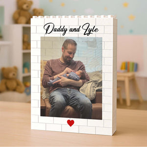 Custom Photo Daddy and Me Building Brick Blocks | Personalized Brick Photo Block Gift for Father s Day