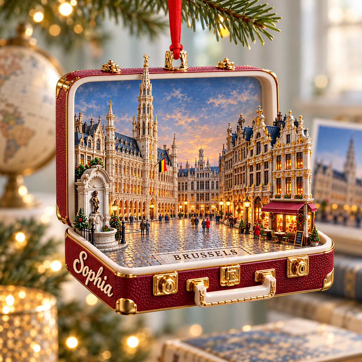 Personalized 3D Brussels Grand-Place Suitcase Christmas Ornament – Belgium Travel Souvenir & Gift for Brussels Lovers 68490d48-b5b2-4eda-b772-781f33b0500c-Sophia-s-Brussels-Grand-Place-Ornament-1.png