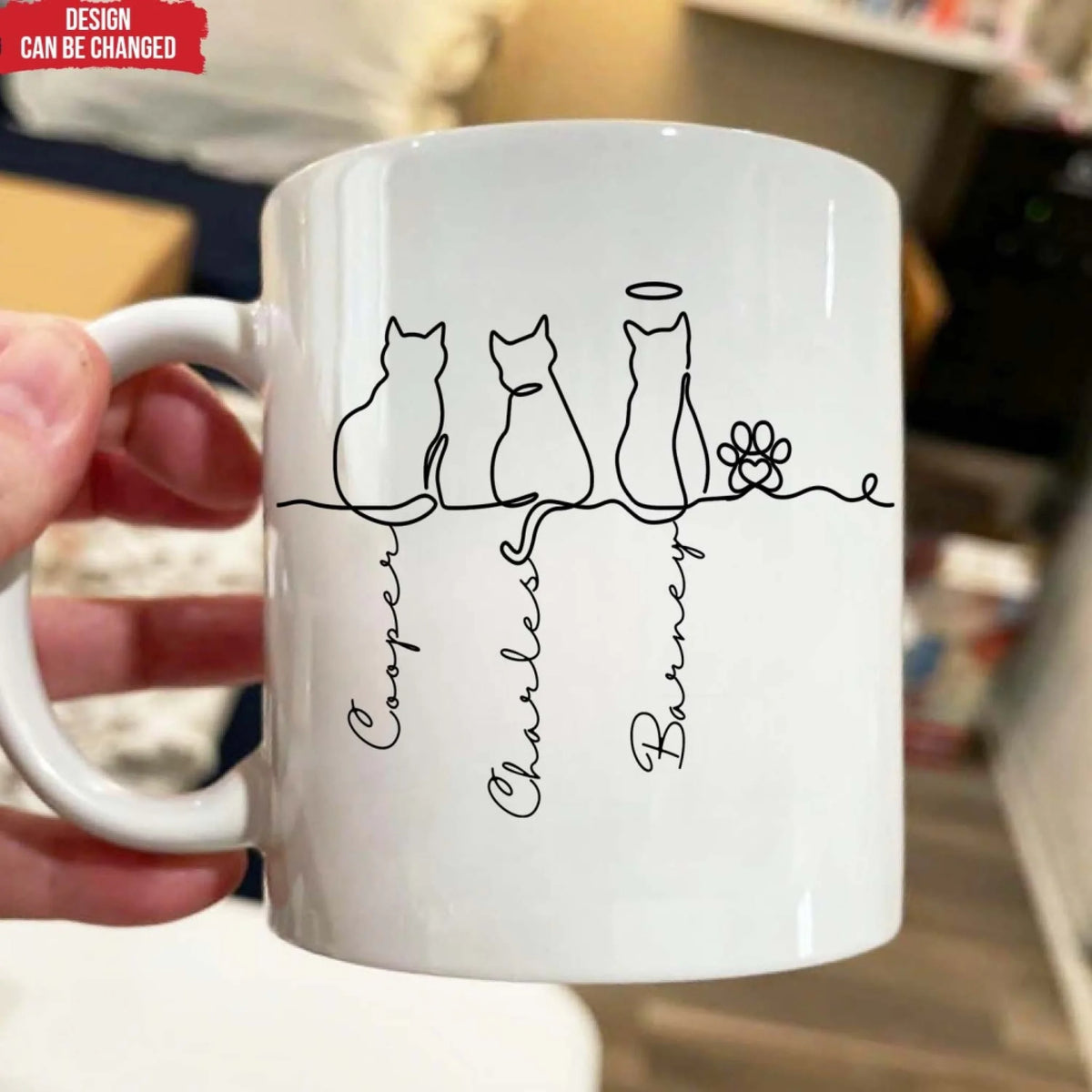 Personalised Cat Mug, Cat Memorial Gift, Cat Lovers Gift Cute Dog Cat Line Art Gift for Pet Mom/Pet Dad, Pet Lover's Gift, Cat Mug