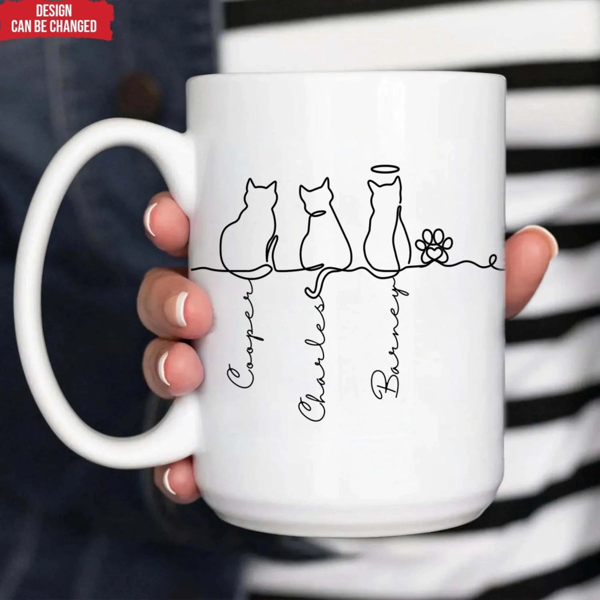 Personalised Cat Mug, Cat Memorial Gift, Cat Lovers Gift Cute Dog Cat Line Art Gift for Pet Mom/Pet Dad, Pet Lover's Gift, Cat Mug