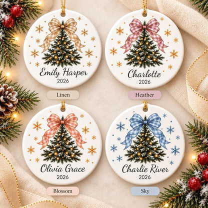 Personalized Girls Christmas Ornament Custom Name Gift, Coquette Christmas Tree Bow, Pink Blue Gingham Ceramic Granddaughter Keepsake 68573366-d652-49d2-b372-64b324ac6a3c-cvgfh.jpg
