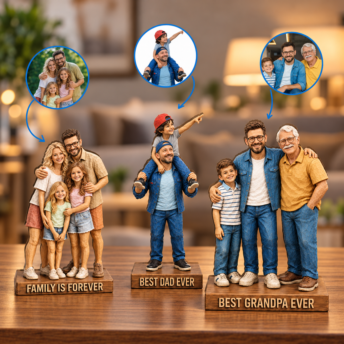 Personalized Family Photo Wooden Block, Custom Wood Sign Keepsake, Father’s Day Gift for Dad & Grandpa 685d630c-9425-47cd-912a-71d18c7b11bf-Personalized-family-figurines-on-walnut.png
