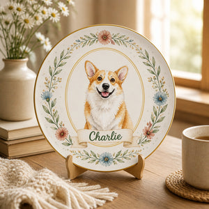 Custom Pet Portrait Plate with Name – Botanical Cameo Border - Personalized Personalized Ceramic Plate 686bc046-0380-4b59-ad0a-b4e84f3e47bf.jpg
