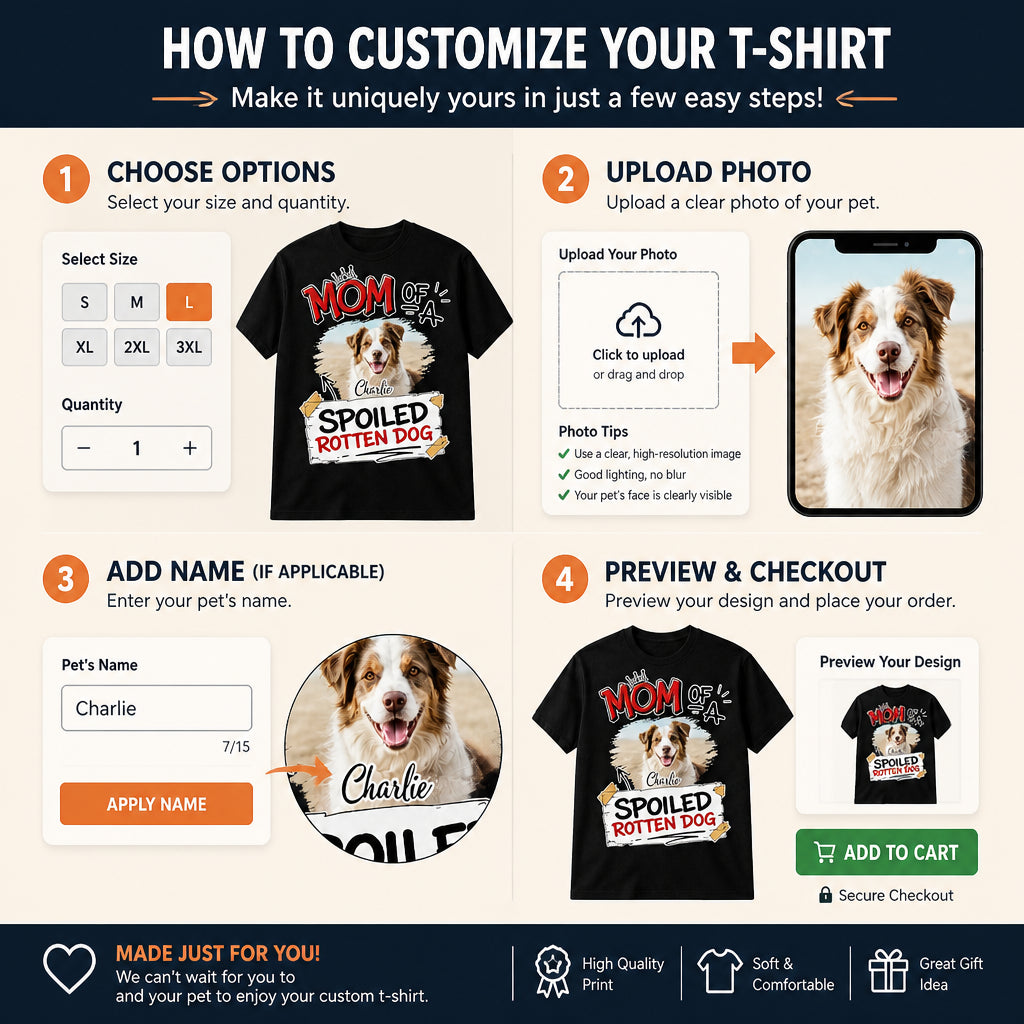 Dog Mom Spoiled Rotten Dog Photo Tee - Personalized T-shirt 688a97c6-65b6-4dfa-ac86-7304894c5b4e.jpg