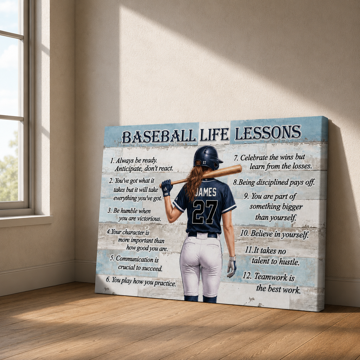 Baseball Life Lessons Custom Canvas - Personalized Motivational Sports Art for Players and Fans