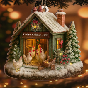 Custom Chicken Farm Acrylic/Wood Ornament - Personalized Christmas Birthday Gifts For Women, Men - Chicken Love, Farm Life, Christmas Joy
