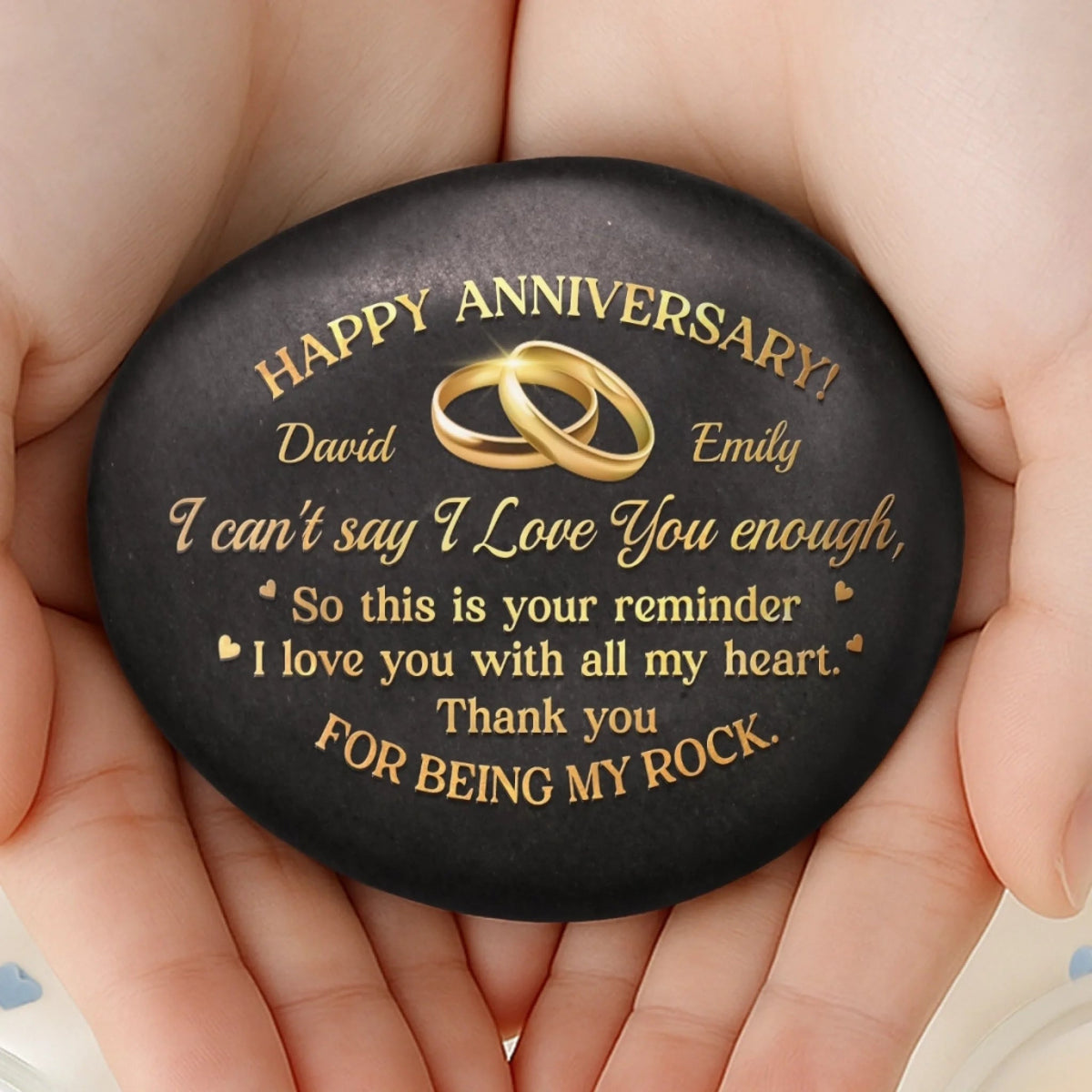 Thanks for Being My Rock Custom Printed Rock - Personalized Anniversary Wedding Gifts For Husband And Wife, Him And Her - Our Love Grows With Time