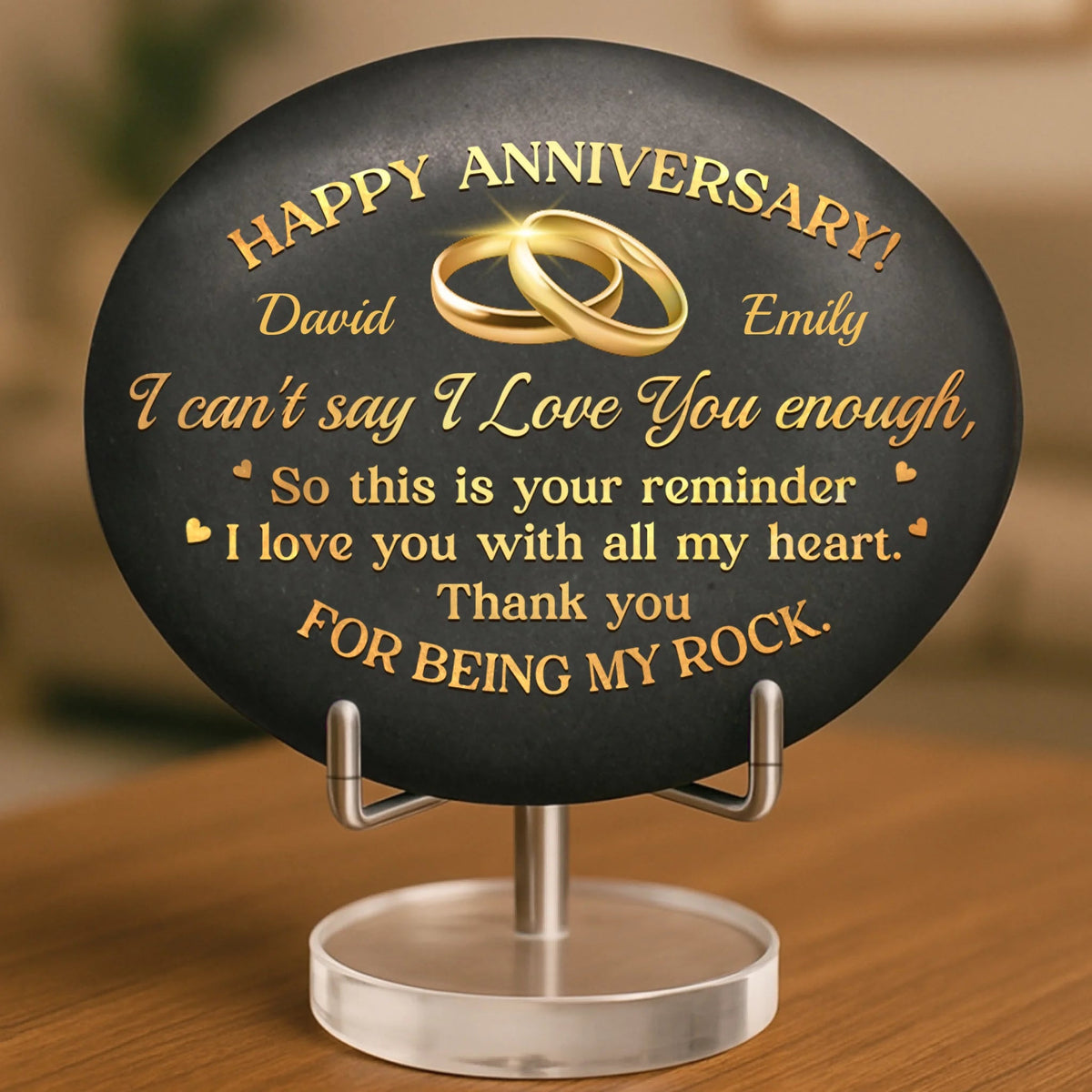 Thanks for Being My Rock Custom Printed Rock - Personalized Anniversary Wedding Gifts For Husband And Wife, Him And Her - Our Love Grows With Time