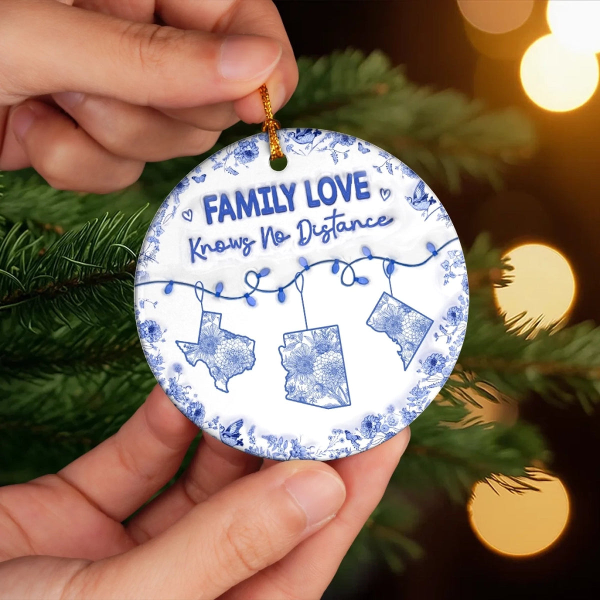 Custom Long Distance Ceramic Ornament - Personalized Christmas Birthday Gifts For Mom, Dad, Brother, Sister, Kids - Miles Apart But Always Close At Heart