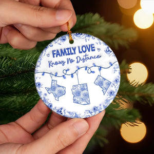 Custom Long Distance Ceramic Ornament - Personalized Christmas Birthday Gifts For Mom, Dad, Brother, Sister, Kids - Miles Apart But Always Close At Heart