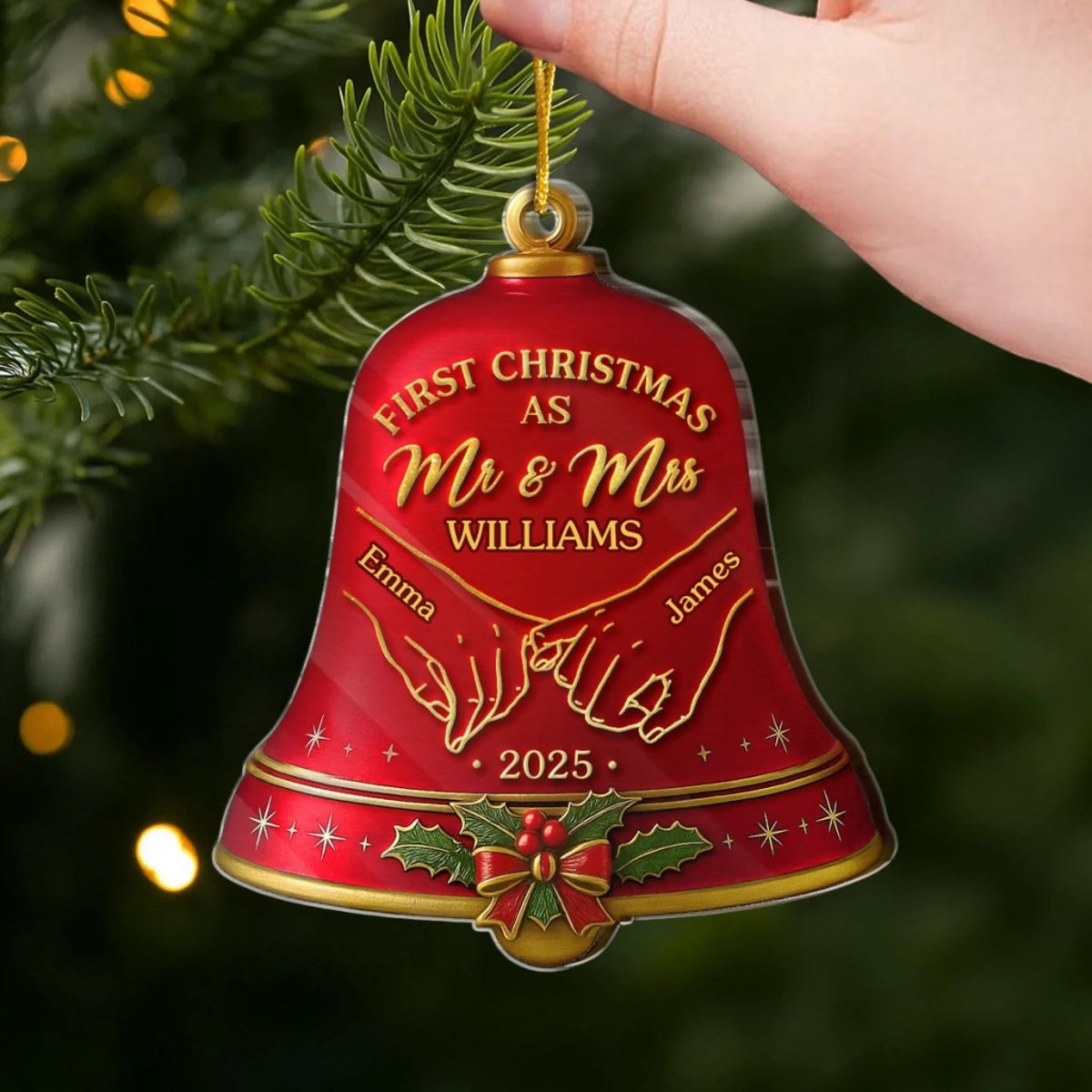 Custom Acrylic Ornament - Personalized Anniversary Christmas Wedding Gifts For Husband And Wife, Him And Her - Together Under The Christmas Bells
