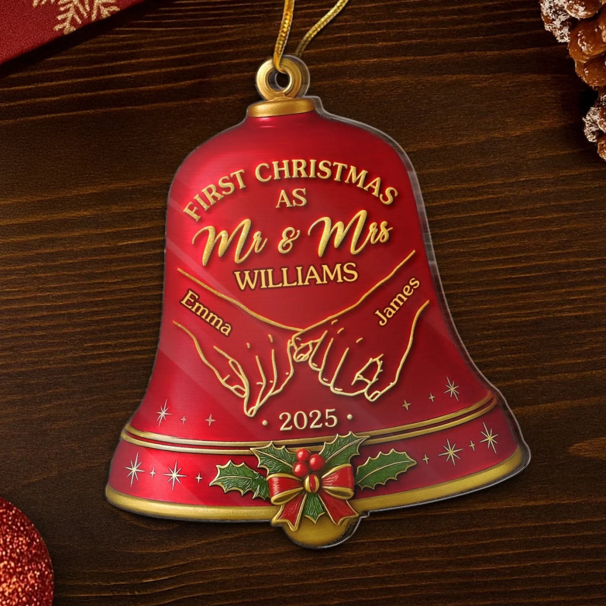Custom Acrylic Ornament - Personalized Anniversary Christmas Wedding Gifts For Husband And Wife, Him And Her - Together Under The Christmas Bells