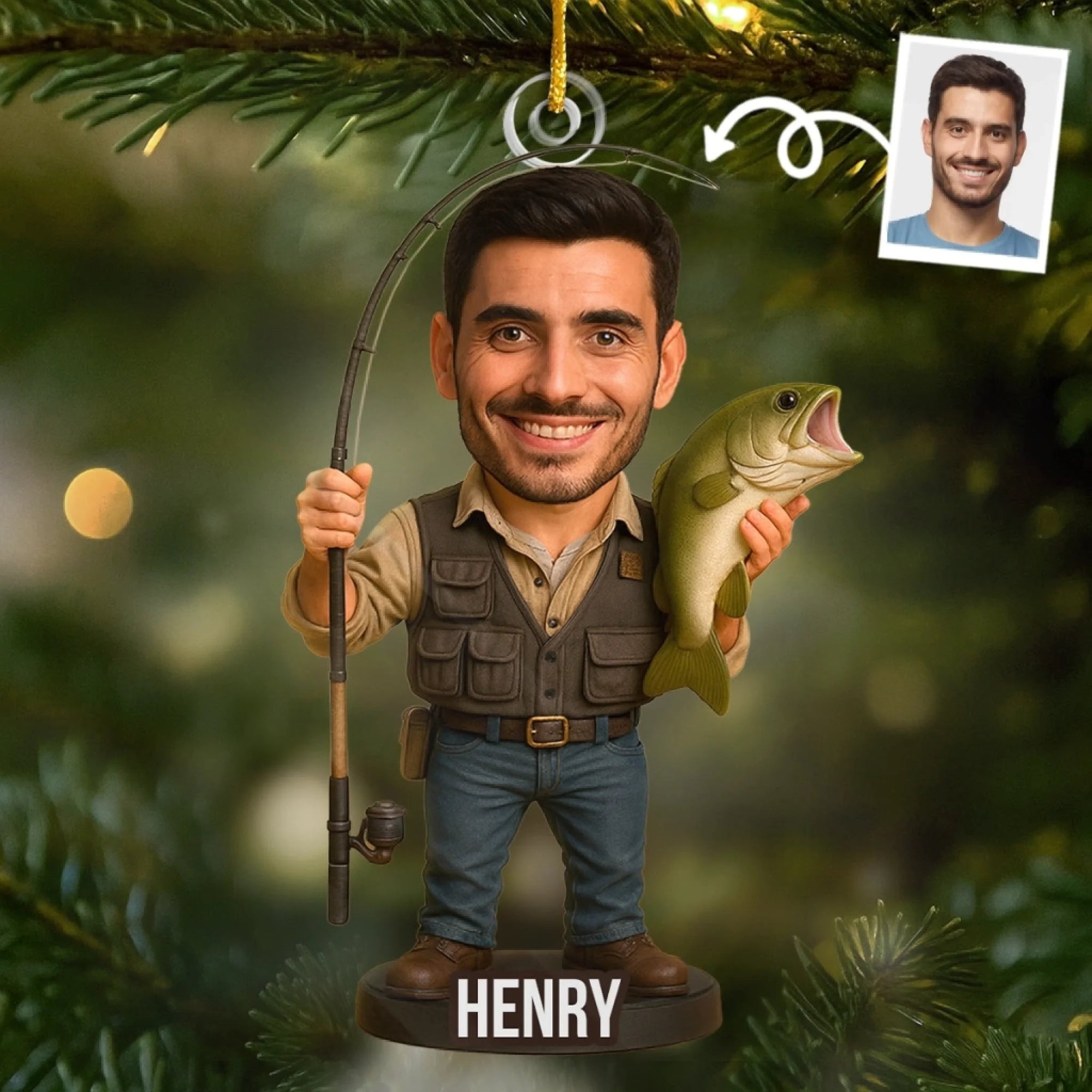 Custom Photo Acrylic Ornament - Personalized Christmas Birthday Fishing Gifts For Fisherman - Reel Legend