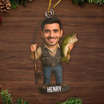 Custom Photo Acrylic Ornament - Personalized Christmas Birthday Fishing Gifts For Fisherman - Reel Legend