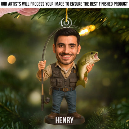 Custom Photo Acrylic Ornament - Personalized Christmas Birthday Fishing Gifts For Fisherman - Reel Legend