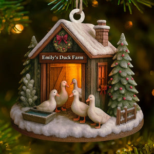 Custom Wood Ornament - Personalized Christmas Birthday Gifts For Women, Men - Duck, Duck, Christmas Luck