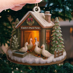 Custom Wood Ornament - Personalized Christmas Birthday Gifts For Women, Men - Duck, Duck, Christmas Luck