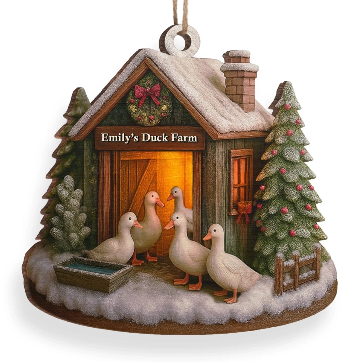 Custom Wood Ornament - Personalized Christmas Birthday Gifts For Women, Men - Duck, Duck, Christmas Luck