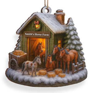 Custom Wood / Acrylic Ornament - Personalized Christmas Birthday Gifts For Women, Men - Christmas At The Horse Farm