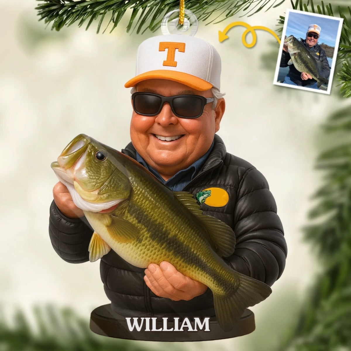 Custom Photo Acrylic Ornament - Personalized Christmas Birthday Fishing Gifts For Fisherman - Hooked On Happiness