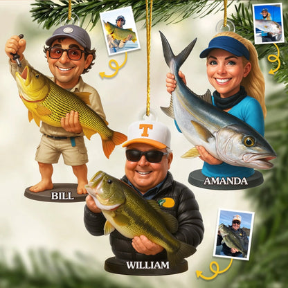 Custom Photo Acrylic Ornament - Personalized Christmas Birthday Fishing Gifts For Fisherman - Hooked On Happiness