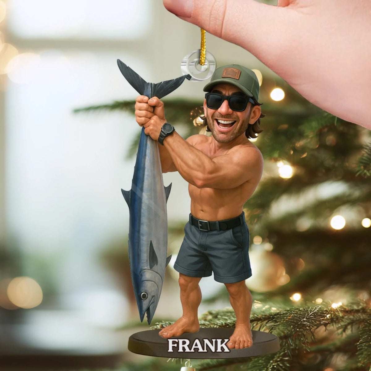 Custom Photo Acrylic Ornament - Personalized Christmas Birthday Fishing Gifts For Fisherman - Catch Of The Year