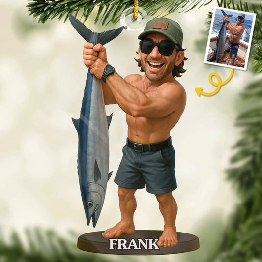 Custom Photo Acrylic Ornament - Personalized Christmas Birthday Fishing Gifts For Fisherman - Catch Of The Year