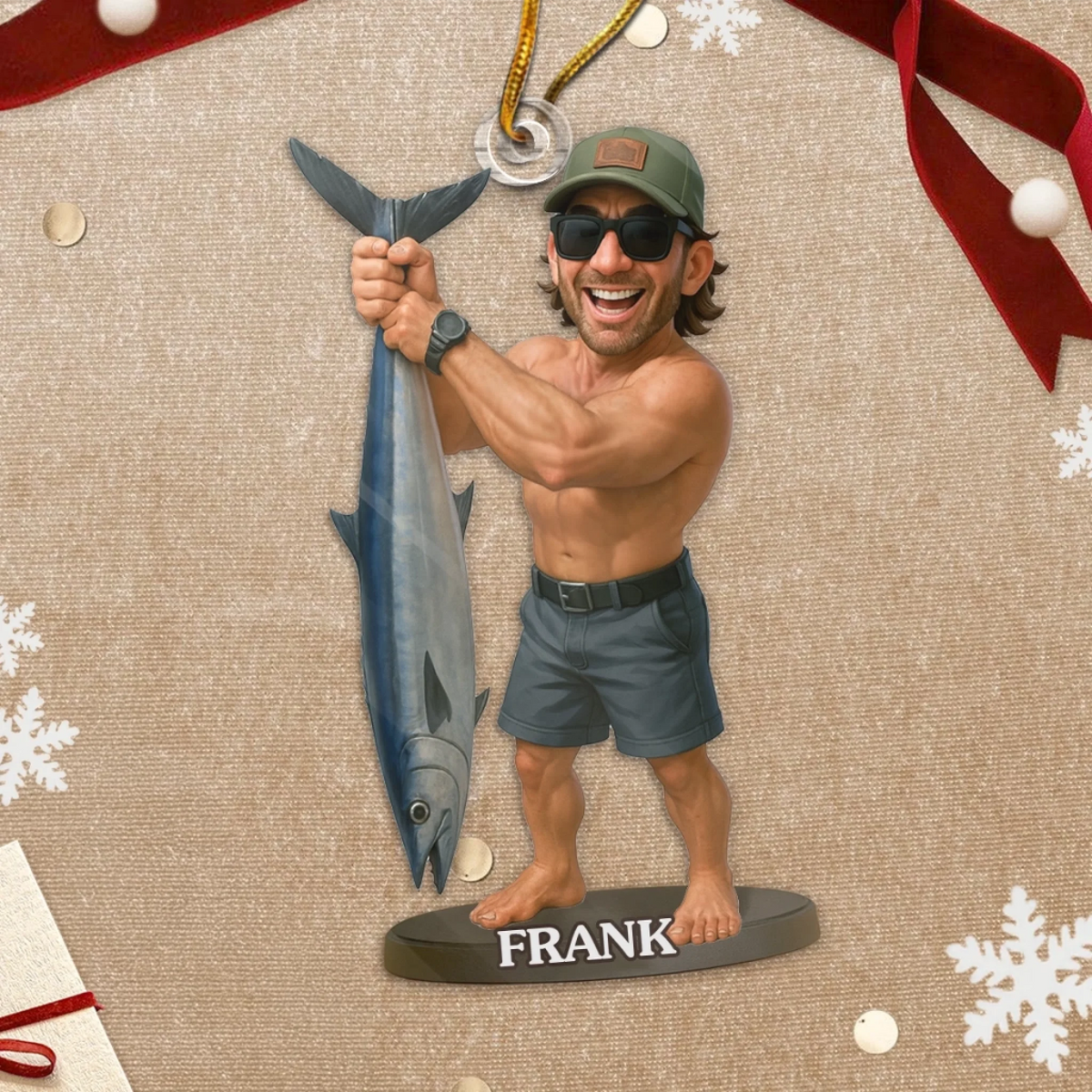 Custom Photo Acrylic Ornament - Personalized Christmas Birthday Fishing Gifts For Fisherman - Catch Of The Year