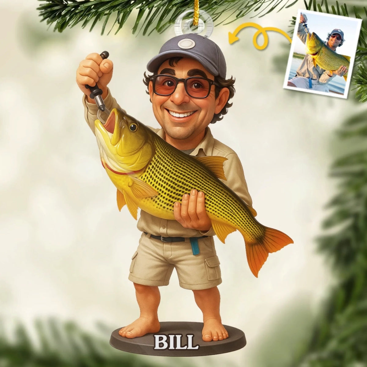 Custom Photo Acrylic Ornament - Personalized Christmas Birthday Fishing Gifts For Fisherman - Catch Of The Year