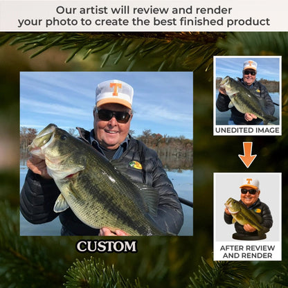 Custom Photo Acrylic Ornament - Personalized Christmas Birthday Fishing Gifts For Fisherman - Hooked On Happiness